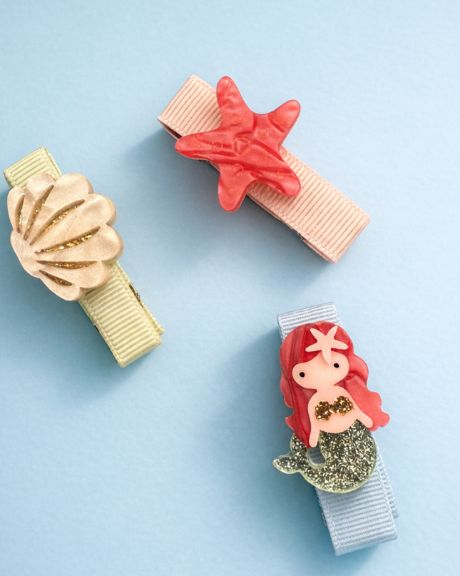 Mermaid, Shell and Starfish Hair Clips