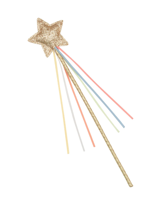 Gold star glitter wand with colorful streamers