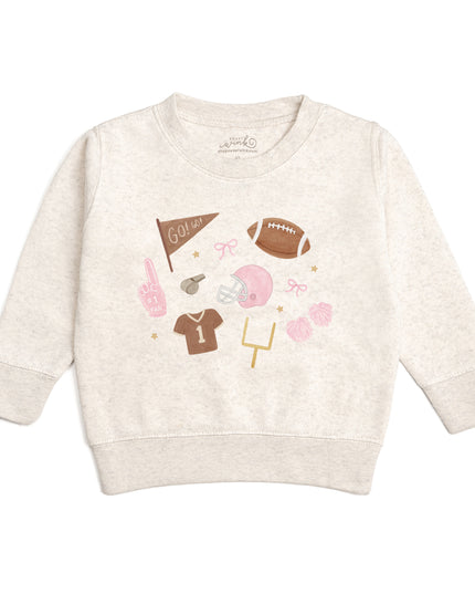 Natural heather sweatshirt with football related icons