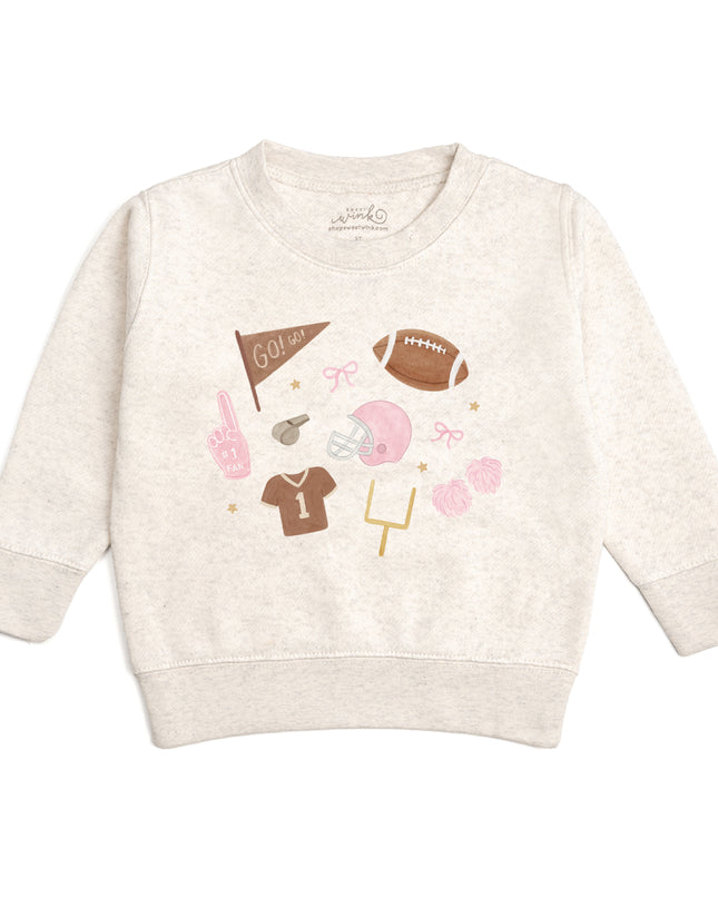 Natural heather sweatshirt with football related icons