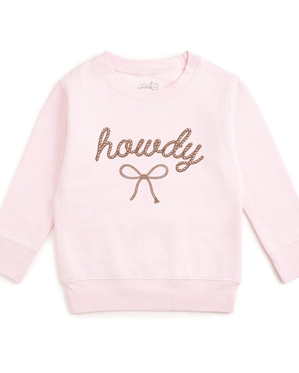 Pink sweatshirt with howdy and bow detail
