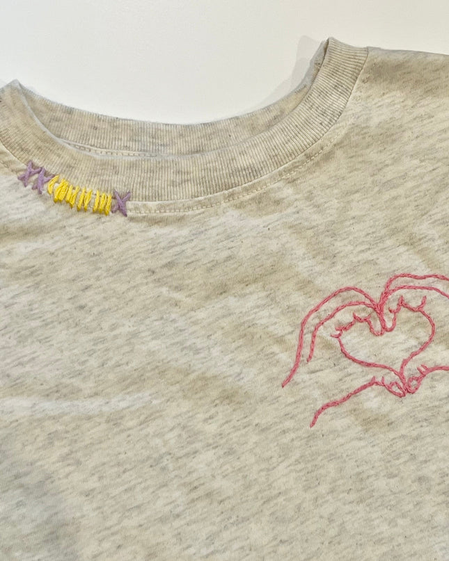 Hand Embroidered Heart Hands T-Shirt - Swiftie T-Shirt