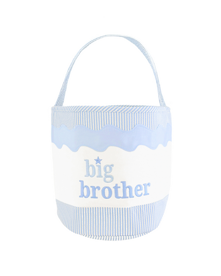 Blue and White Gift Tote Bag with "Big Brother" Embroidery