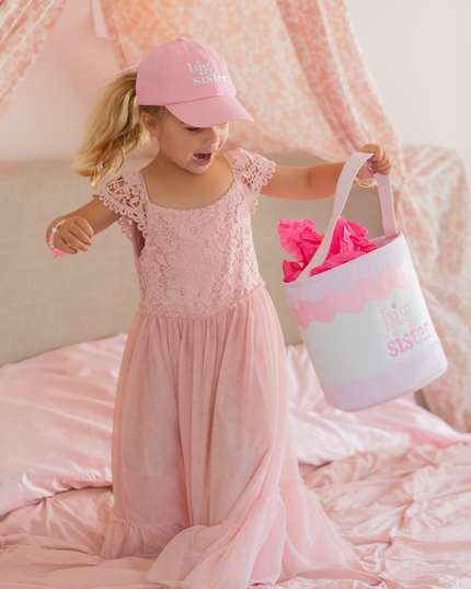 Girl with Pink and White Big Sister Gift Tote Bag