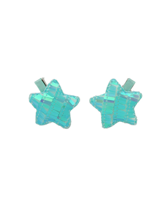 Turquoise Sequin Star Hair Clips - Set of 2