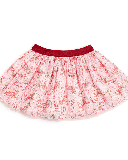 Pink tutu with candy cane and bow print 