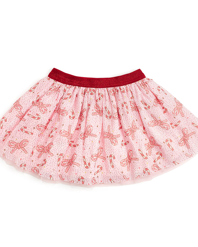 Pink tutu with candy cane and bow print 