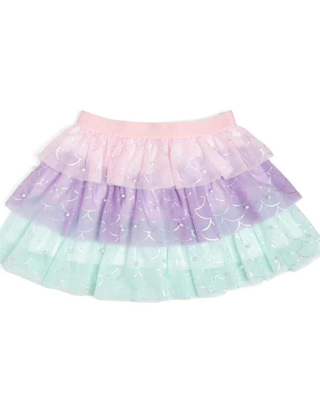 Pink, Purple and Green Tiered Mermaid Tutu with Pearls