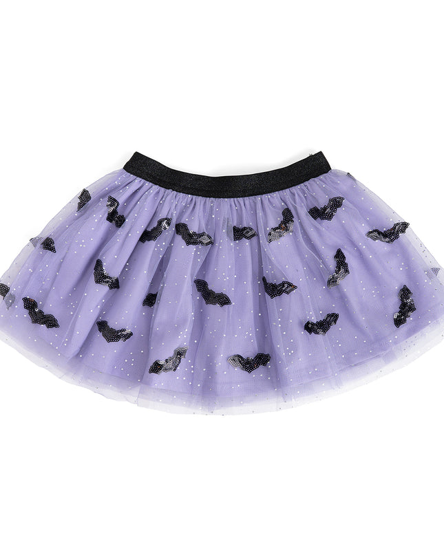 Purple tulle tutu skirt with black sequin bats 