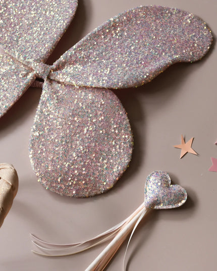 Sparkly butterfly wings with a heart-shaped glitter wand 