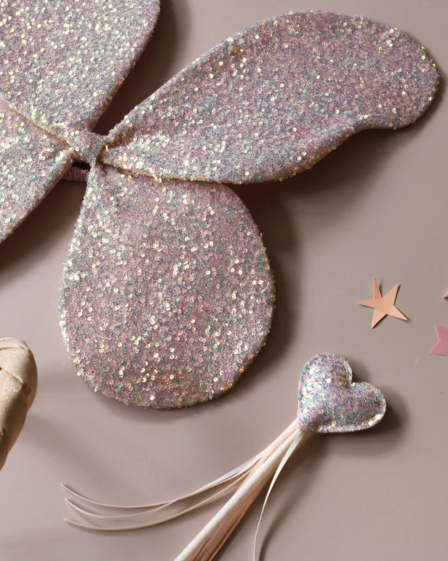 Sparkly butterfly wings with a heart-shaped glitter wand 